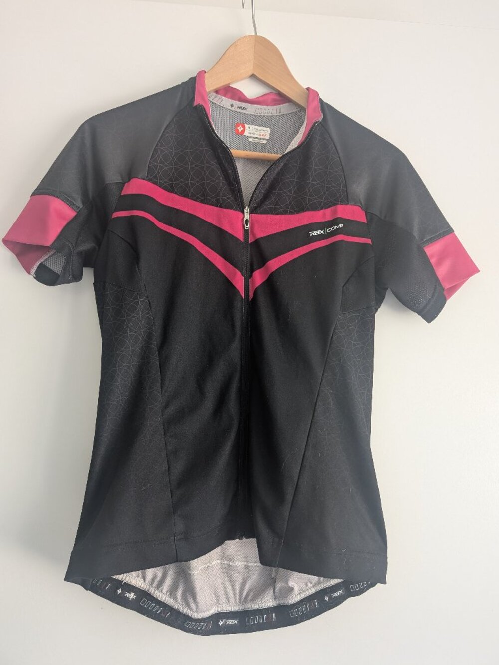 RBX Comp Shirt Women's  M Cycling Jersey Semi-Form Fit Deflect UV Black Hot Pink